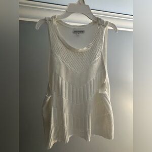 American Eagle Outfitters Cream Ribbed Sleeveless Tank